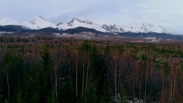 Aerial drone view of Tatra Mountains, Slovakia