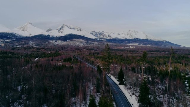 Aerial drone view of Tatra Mountains, Slovakia