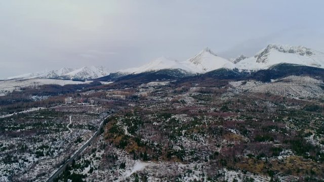 Aerial drone view of Tatra Mountains, Slovakia