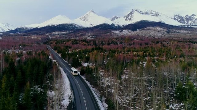 Aerial drone view of Tatra Mountains, Slovakia
