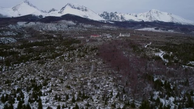 Aerial drone view of Tatra Mountains, Slovakia