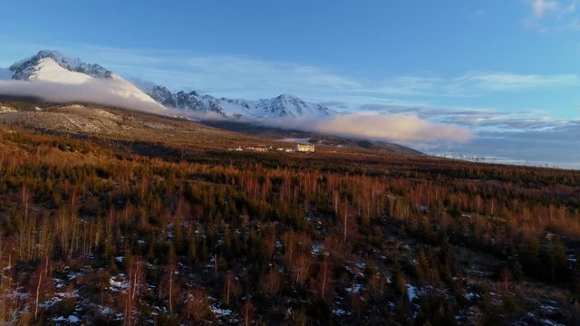 Aerial drone morning view of Tatra Mountains, Slovakia
