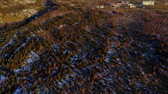 Aerial drone morning view of Tatra Mountains, Slovakia