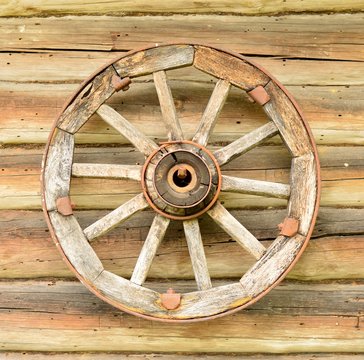 A wheel on a wall