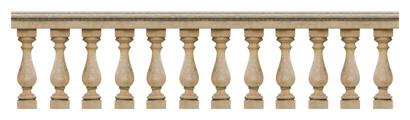 Detail of a concrete italian balustrade - seamless pattern concept image on white backgroud for...