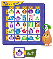 Fototapeta premium оwls Find 2 identical shapes 10