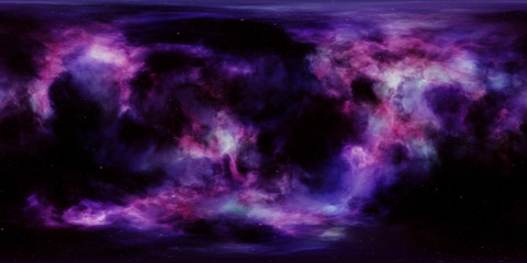 Deep space, stars and nebula. Spherical environment HDRI map, 360 degrees panorama, equirectangular projection - obrazy, fototapety, plakaty