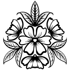 Wild rose flowers drawing and sketch line-art