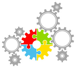 Gears Puzzle Grey/Color