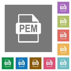 PEM file format square flat icons