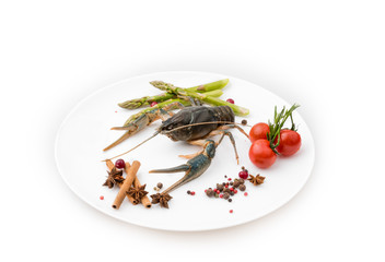 live cancer with vegetables on a plate