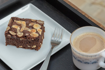 brownie cake and coffee