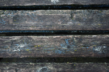 Доски старой деревянной скамьи в парке