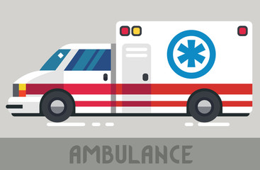 Ambulance Wagon in Flat Style