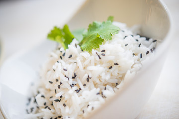 Close up of vegan risotto with black sesame
