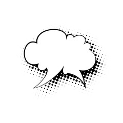 Retro Speech Bubble , Shadow of a Speech Bubble in the Form of Dots , Black and White Vector Illustration