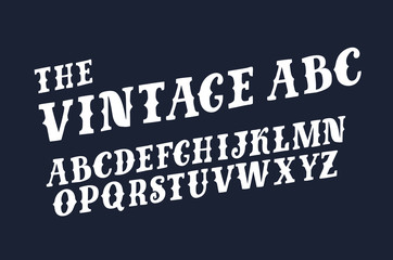 Vector of retro slanted font and alphabet