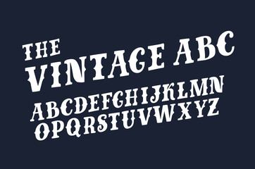 Obraz premium Vector of retro slanted font and alphabet