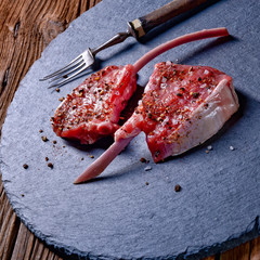 Raw cut rack of lamb