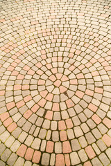 Paving stone on the road in the park