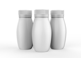 Yoghurt, Milk Bottle Mockup On Isolated White Background, 3D Illustration
