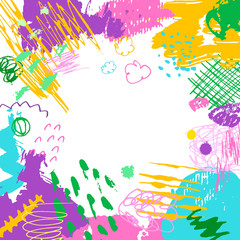 Fototapeta na wymiar Colorful artistic creative card. Hand drawn modern background with place for your text. Trendy abstract spring or summer header.