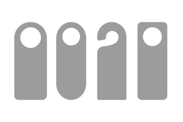 Door Hanger Tags for Room in Hotel or Resort . Paper Door Handle Lock Hangers Set. Empty Mock Up. Do Not Disturb. Vector Illustration