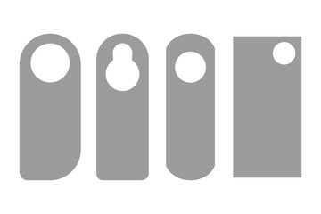 Door Hanger Tags for Room in Hotel or Resort . Paper Door Handle Lock Hangers Set. Empty Mock Up. Do Not Disturb. Vector Illustration