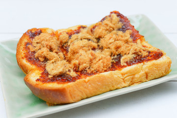 chili sauce with dried shredded pork toast
