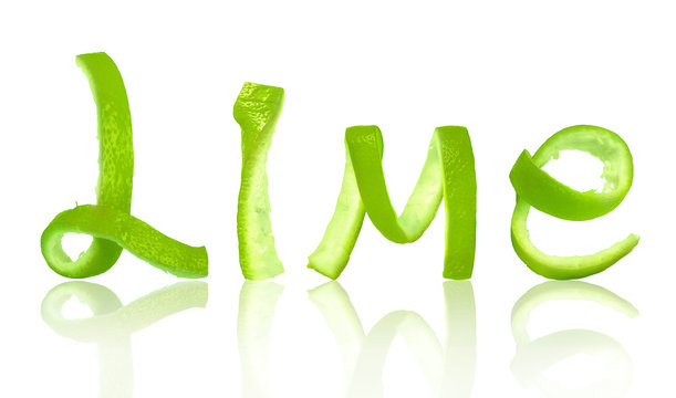 The word lime is made of peel, isolated on white background