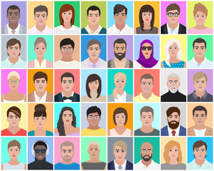 Many portraits of people, vector illustration