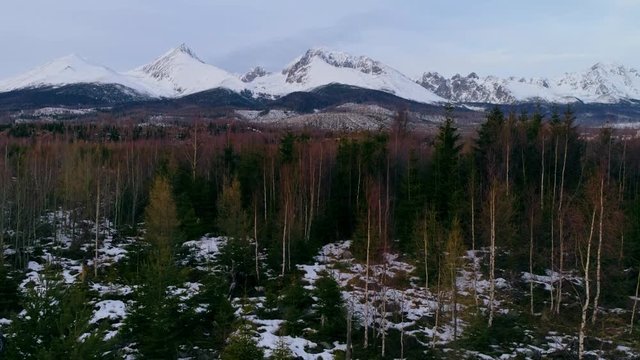 Aerial drone view of Tatra Mountains, Slovakia