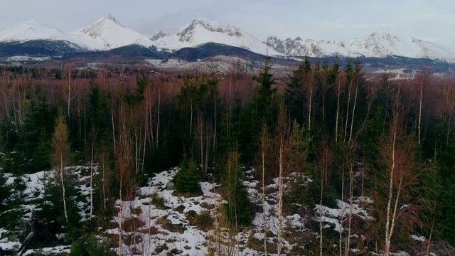 Aerial drone view of Tatra Mountains, Slovakia
