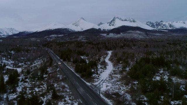 Aerial drone view of Tatra Mountains, Slovakia