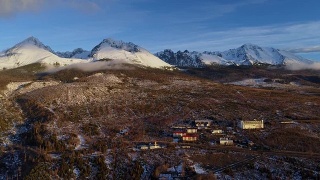 Aerial drone morning view of Tatra Mountains, Slovakia