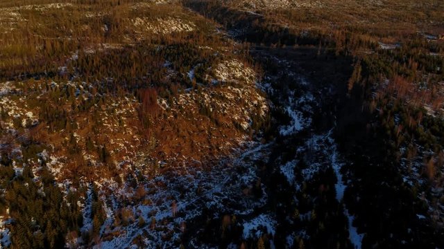 Aerial drone morning view of Tatra Mountains, Slovakia