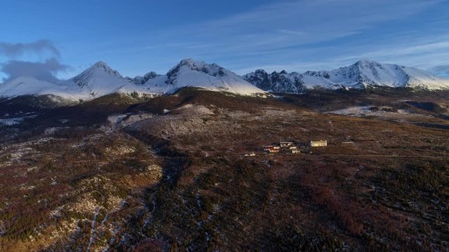 Aerial drone morning view of Tatra Mountains, Slovakia