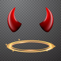 Set of a horns and a halo, nimbus, vector design