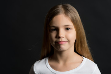 Child with adorable face, long healthy hair