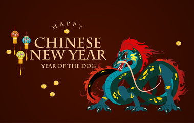 Traditional chinese Dragon, ancient symbol of asian or china culture, decoration for new year celebration, mythology animal vector illustration, idea for tattoo design