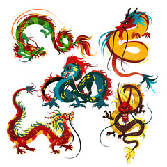 Traditional chinese Dragon, ancient symbol of asian or china culture, decoration for new year celebration, mythology animal vector illustration, idea for tattoo design