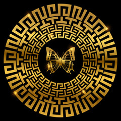 Ancient greek ornament with butterfly