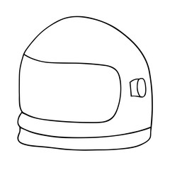 Astronaut or moto helmet. Hand drawn illustration. Vector sketch isolated on white.