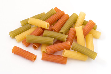 group of macaroni on white background