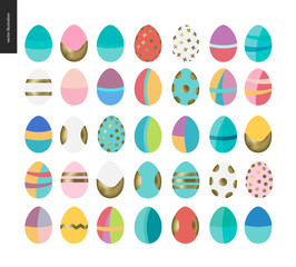 Set of painted eggs - arranged traditional Easter eggs