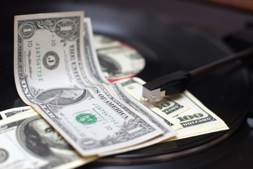 Vinyl Record And Money
