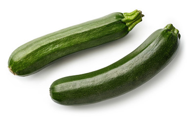 Two fresh zucchini isolated on white
