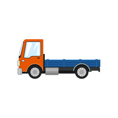 Orange Mini Lorry without Load Isolated on White Background, Delivery Services, Logistics, Shipping and Freight of Goods, Vector Illustration