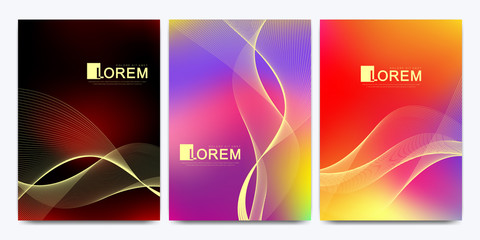 Modern vector template for brochure, leaflet, flyer, cover, catalog in A4 size. Abstract fluid 3d shapes vector trendy liquid colors backgrounds set. Colored fluid graphic composition illustration.