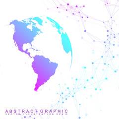 Virtual Graphic Background with World Globes. Global network. Digital data visualization. Vector illustration.